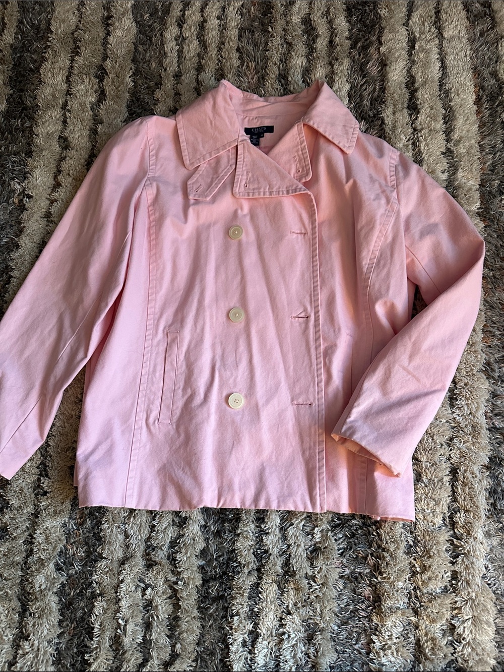 Chaps Pink Double-Breasted Cotton Peacoat